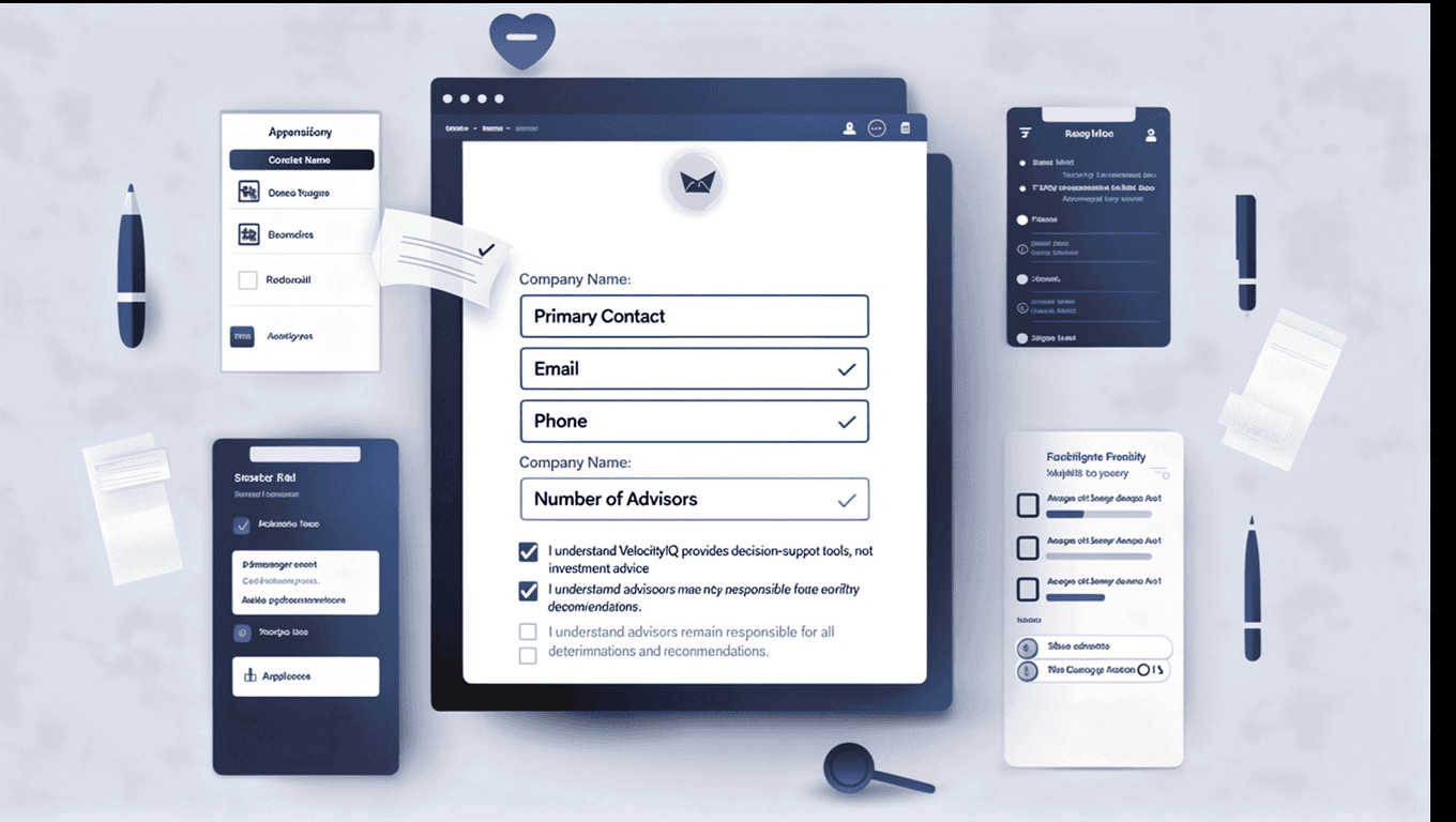 Application interface with advisor responsibility acknowledgment